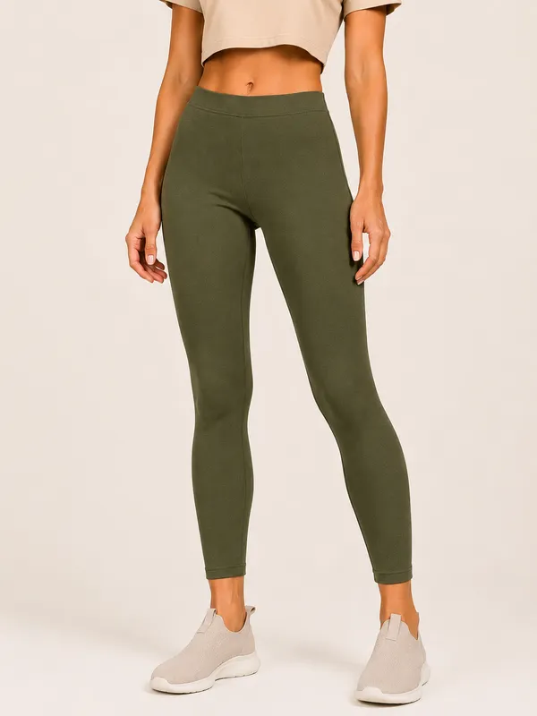 Olive_Green_Premium_Cotton_And_Elastane_Ankle_Pant_For_Women