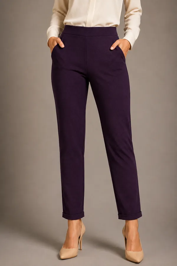 Purple_Premium_Cotton_And_Elastane_Pant_For_Women