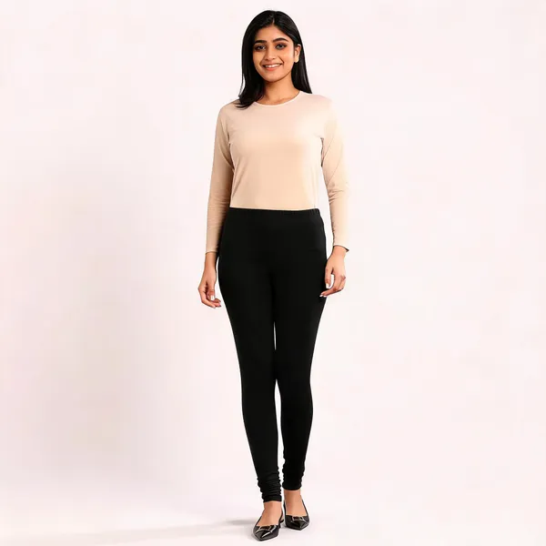 Black_Premium_Cotton_And_Elastane_Churidar_For_Women
