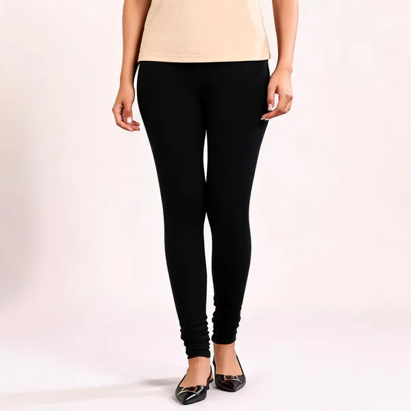 Black_Premium_Cotton_And_Elastane_Churidar_For_Women