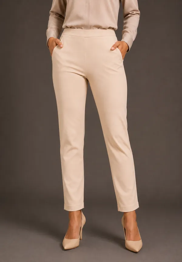 Beige_Premium_Cotton_And_Elastane_Pant_For_Women