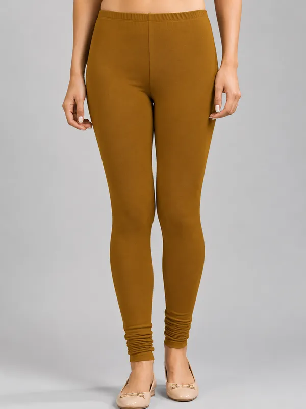 Brown_Premium_Cotton_And_Elastane_Churidar_For_Women