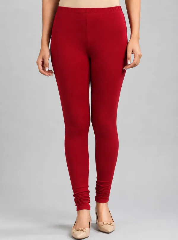 Red_Premium_Cotton_And_Elastane_Churidar_For_Women
