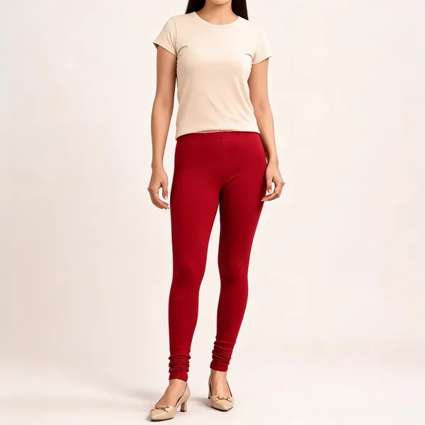 Red_Premium_Cotton_And_Elastane_Churidar_For_Women