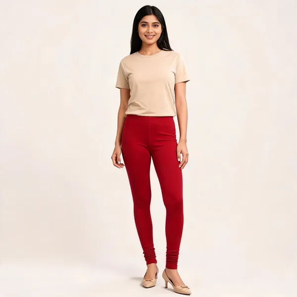 Red_Premium_Cotton_And_Elastane_Churidar_For_Women