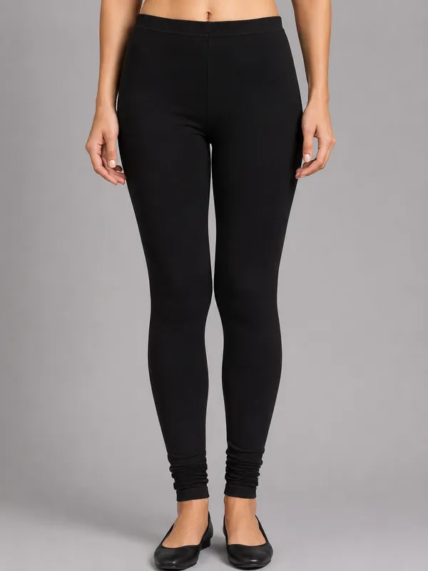 Black_Premium_Cotton_And_Elastane_Churidar_For_Women