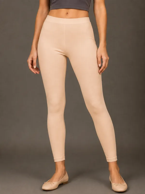 Beige_Premium_Cotton_And_Elastane_Ankle_Pant_For_Women