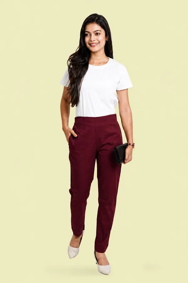 Maroon_Premium_Cotton_Pant_For_Women