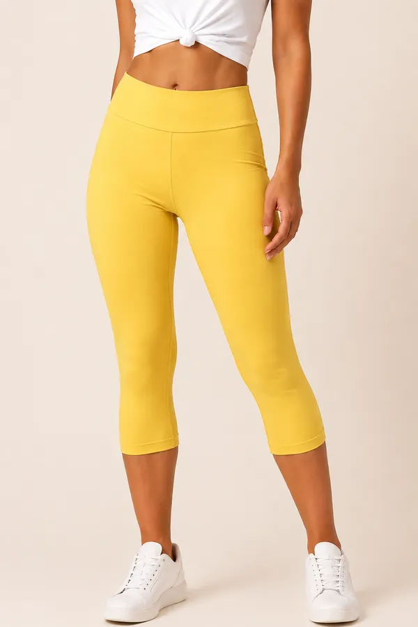 Yellow_Premium_Cotton_And_Elastane_Capri_For_Women