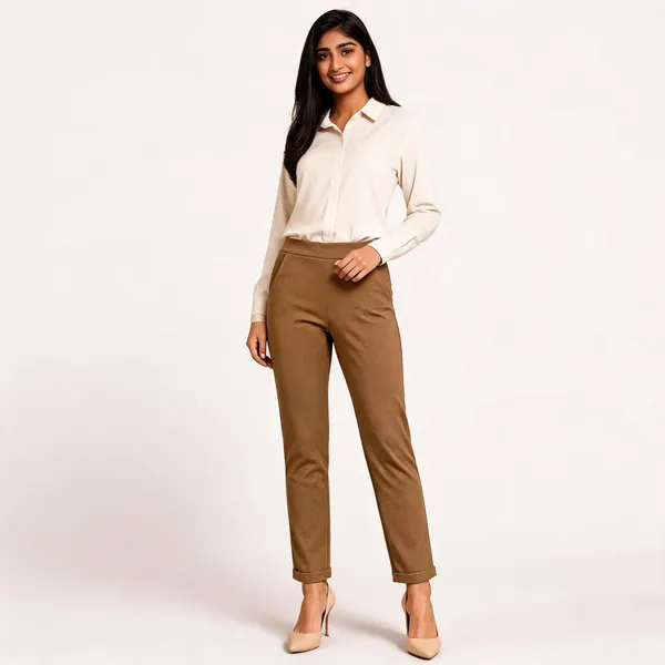 Brown_Premium_Cotton_And_Elastane_Pant_For_Women