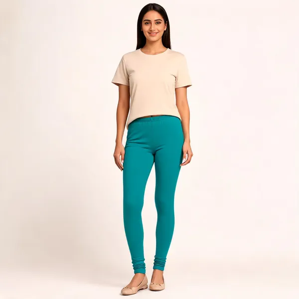 Teal_Premium_Cotton_And_Elastane_Churidar_For_Women