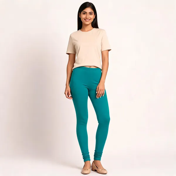 Teal_Premium_Cotton_And_Elastane_Churidar_For_Women