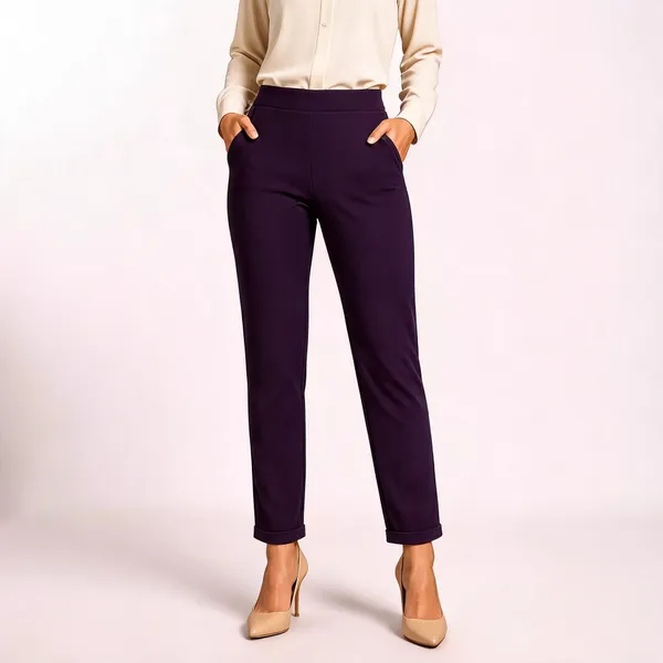 Purple_Premium_Cotton_And_Elastane_Pant_For_Women