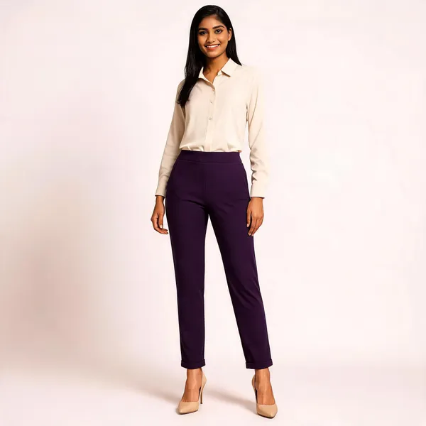 Purple_Premium_Cotton_And_Elastane_Pant_For_Women