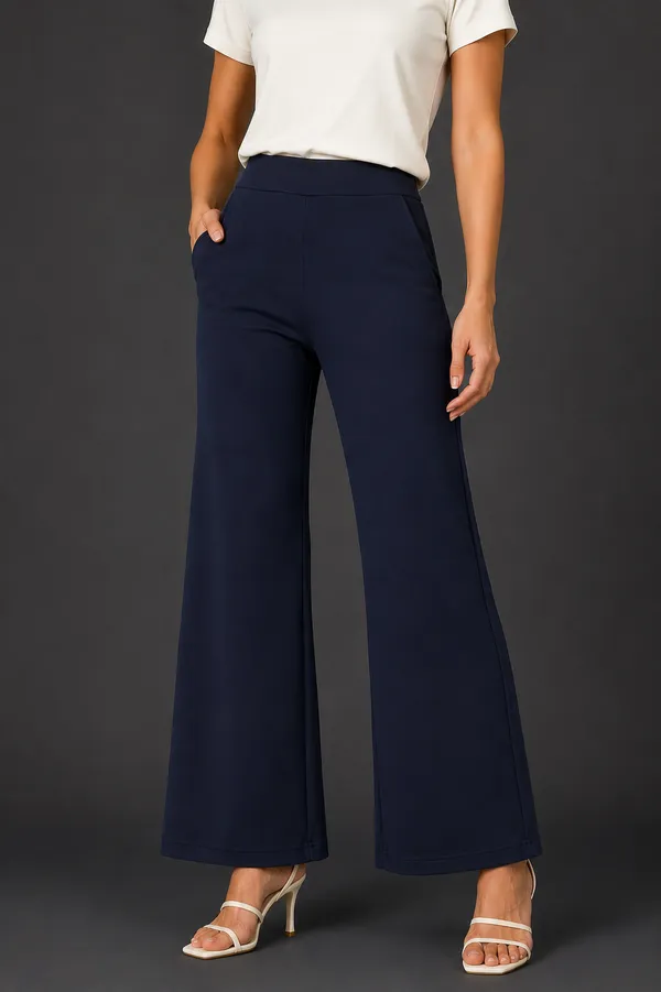 Navy_Premium_Cotton_And_Elastane_Flare_Pant_For_Women