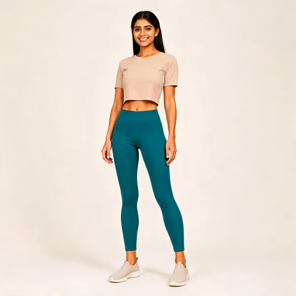 Teal_Premium_Cotton_And_Elastane_Ankle_Pant_For_Women