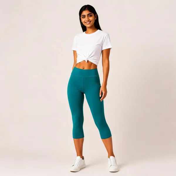 Teal_Premium_Cotton_And_Elastane_Capri_For_Women