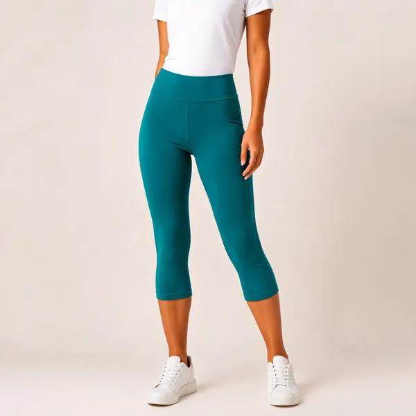 Teal_Premium_Cotton_And_Elastane_Capri_For_Women