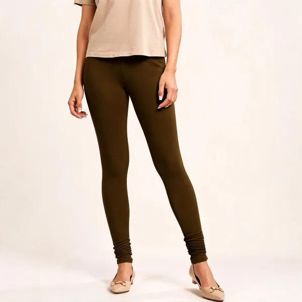 Brown_Premium_Cotton_And_Elastane_Churidar_For_Women