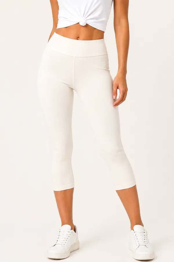 White_Premium_Cotton_And_Elastane_Capri_For_Women