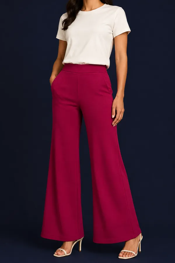 Magenta_Premium_Cotton_And_Elastane_Flare_Pant_For_Women