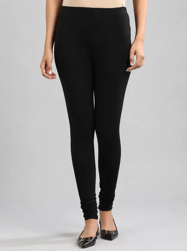 Black_Premium_Cotton_And_Elastane_Churidar_For_Women