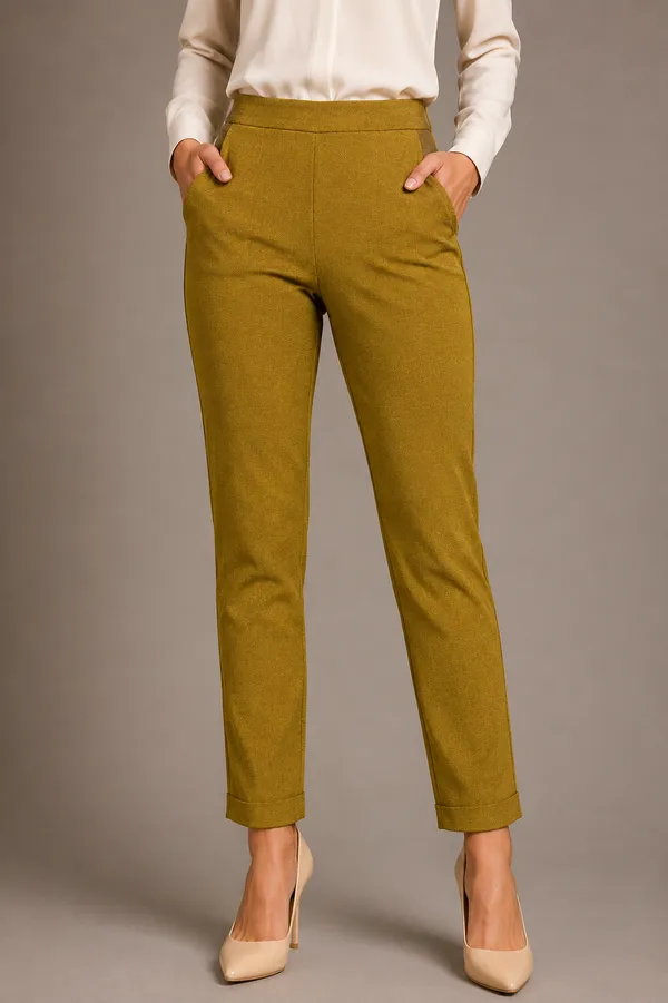 Mustard_Premium_Cotton_And_Elastane_Pant_For_Women