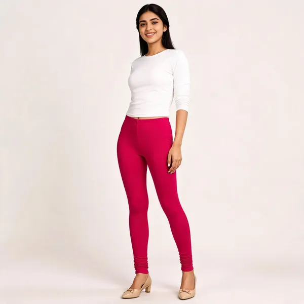 Magenta_Premium_Cotton_And_Elastane_Churidar_For_Women