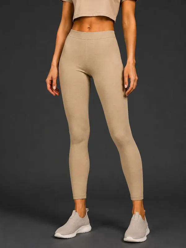 Beige_Premium_Cotton_And_Elastane_Ankle_Pant_For_Women