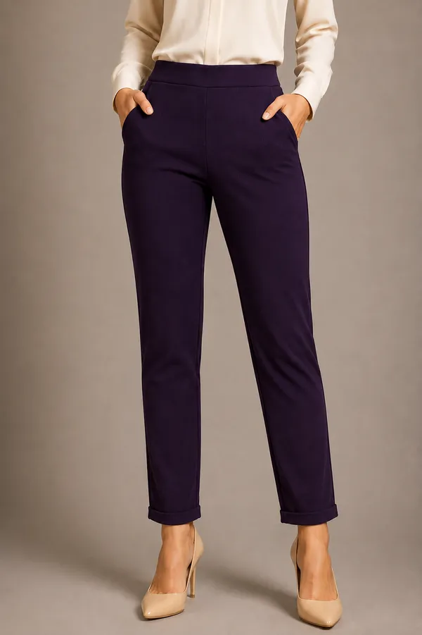 Purple_Premium_Cotton_And_Elastane_Pant_For_Women