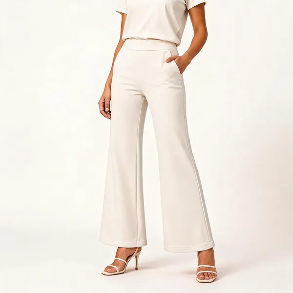 Off_White_Premium_Cotton_And_Elastane_Flare_Pant_For_Women