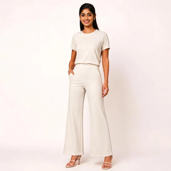 Off_White_Premium_Cotton_And_Elastane_Flare_Pant_For_Women