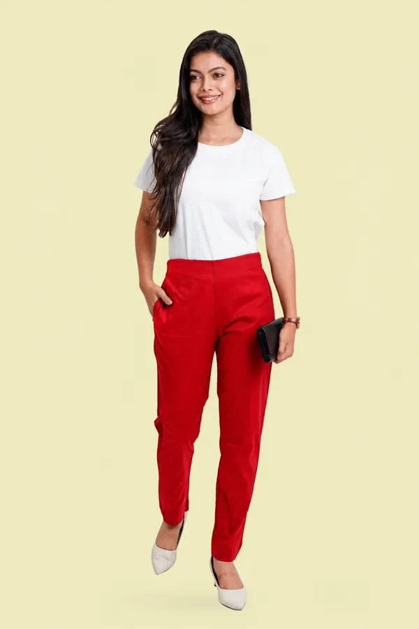 Red_Premium_Cotton_Pant_For_Women