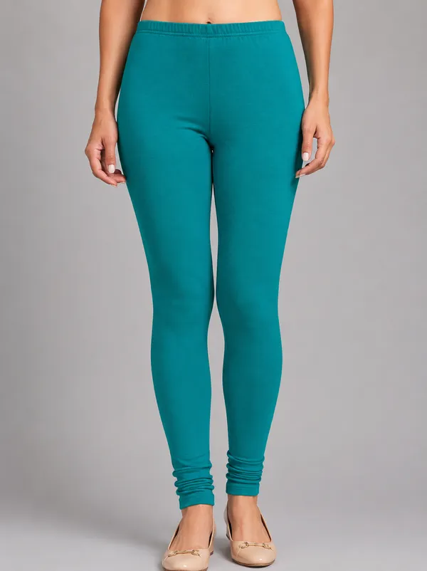 Teal_Premium_Cotton_And_Elastane_Churidar_For_Women