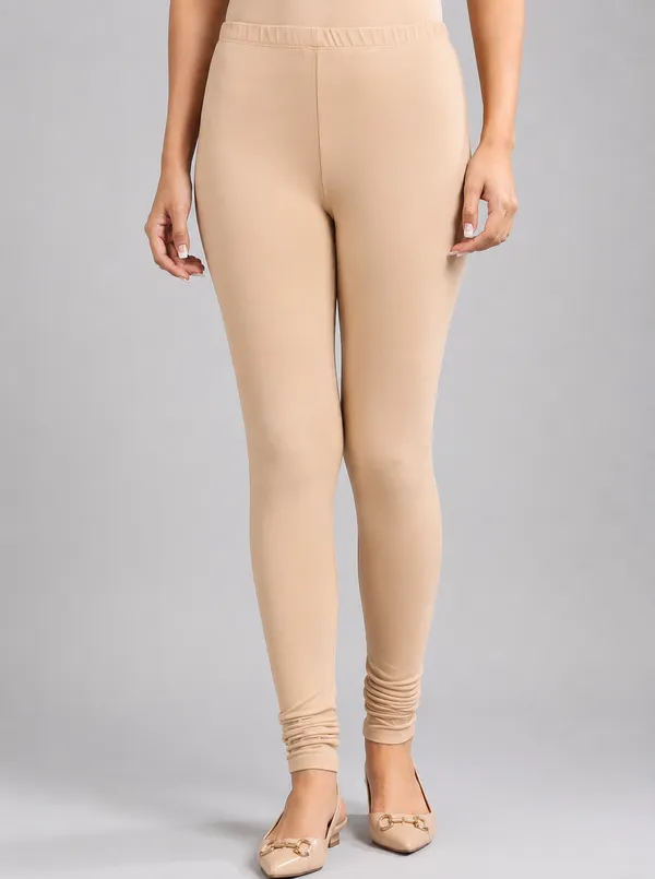 Beige_Premium_Cotton_And_Elastane_Churidar_For_Women