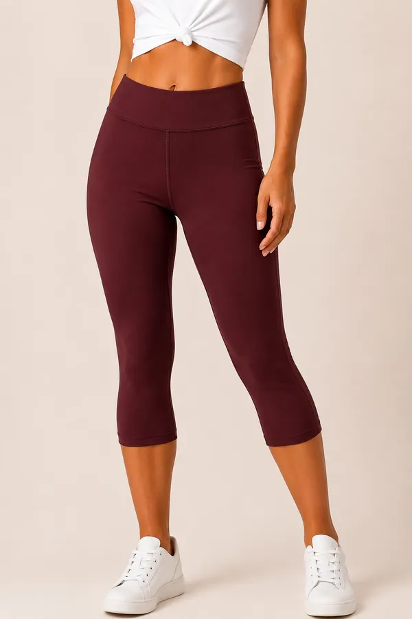 Burgundy_Premium_Cotton_And_Elastane_Capri_For_Women