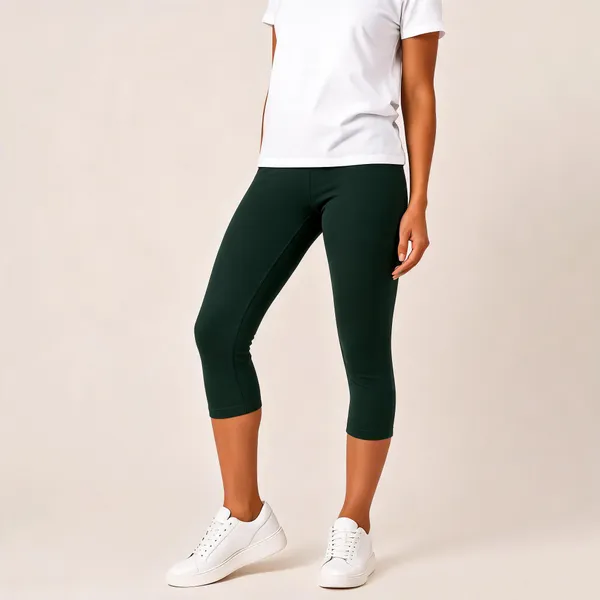Dark_Green_Premium_Cotton_And_Elastane_Capri_For_Women