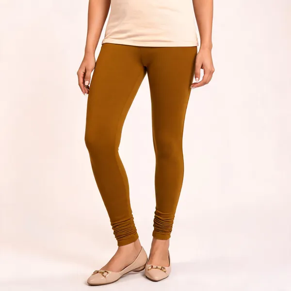 Brown_Premium_Cotton_And_Elastane_Churidar_For_Women