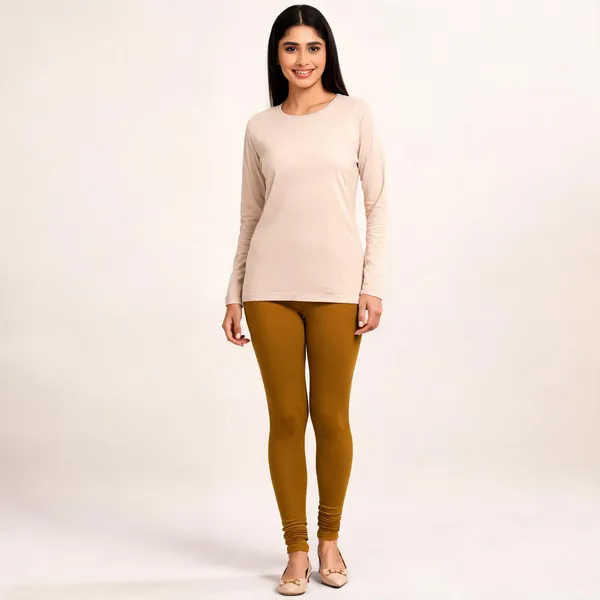 Brown_Premium_Cotton_And_Elastane_Churidar_For_Women