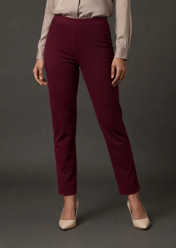 Burgundy_Premium_Cotton_And_Elastane_Pant_For_Women