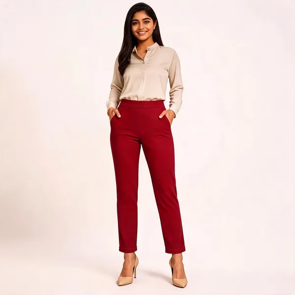 Red_Premium_Cotton_And_Elastane_Pant_For_Women