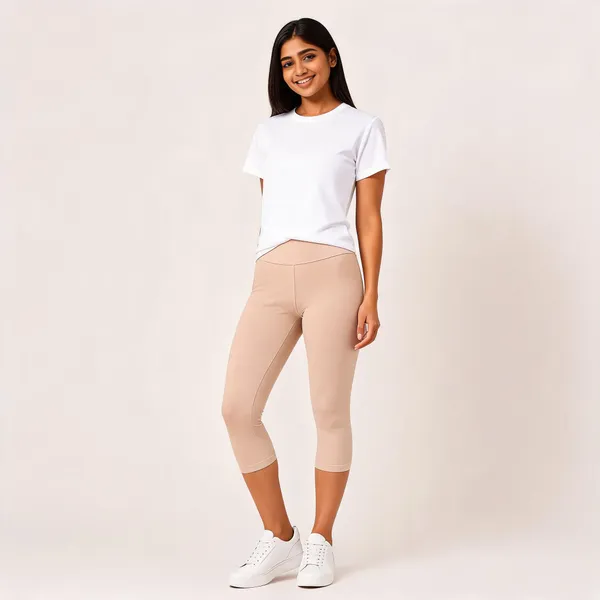 Beige_Premium_Cotton_And_Elastane_Capri_For_Women