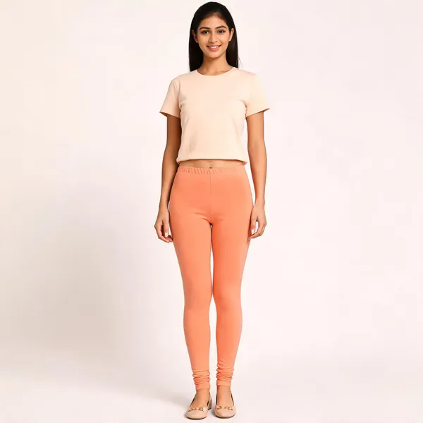 Peach_Premium_Cotton_And_Elastane_Churidar_For_Women