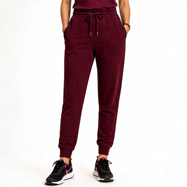 Maroon_Premium_Loop_Knit_With_Elastane_Joggers_For_Women