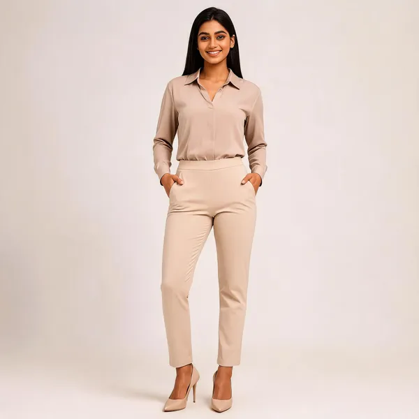 Beige_Premium_Cotton_And_Elastane_Pant_For_Women