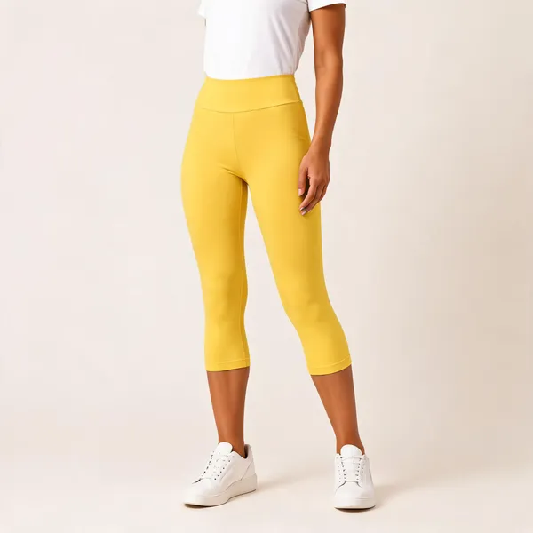 Yellow_Premium_Cotton_And_Elastane_Capri_For_Women