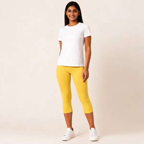 Yellow_Premium_Cotton_And_Elastane_Capri_For_Women