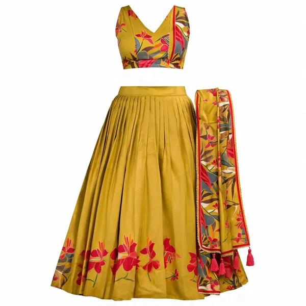 Designer_Mustard_Yellow_Floral_Print_Lehenga_Choli_Set_with_Printed_Dupatta