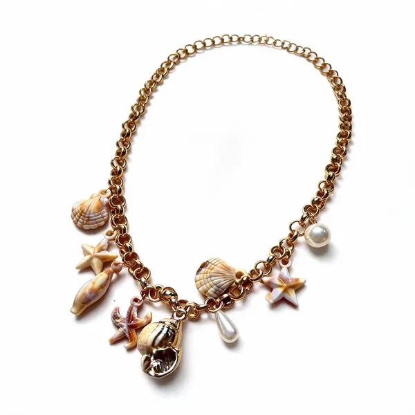 Multicolor_Gold_Tone_Alloy_Seashell_Charm_Necklace_For_Women