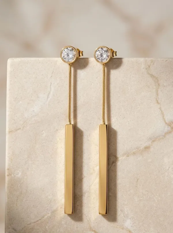 Gold_Bezel-Set_Solitaire_and_Bar_Drop_Earrings